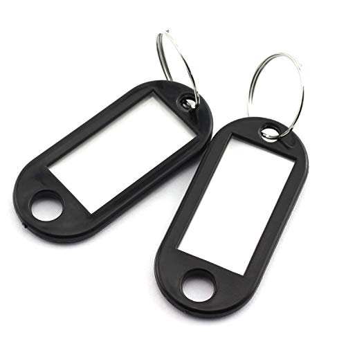 Lind Kitchen 40pcs Black Key Ring Label Tags Plastic Keys Holder and Identifier Name Number Address Information Label Card for Keys ID 5x2.2cm - Image 1