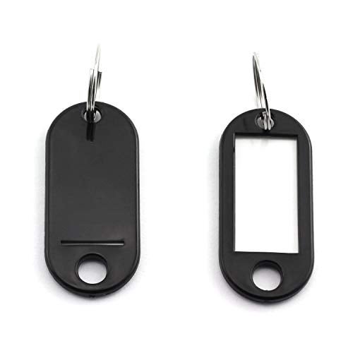 Lind Kitchen 40pcs Black Key Ring Label Tags Plastic Keys Holder and Identifier Name Number Address Information Label Card for Keys ID 5x2.2cm - Image 3