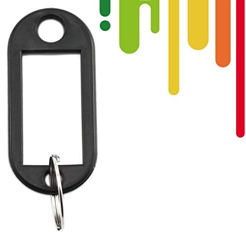 Lind Kitchen 40pcs Black Key Ring Label Tags Plastic Keys Holder and Identifier Name Number Address Information Label Card for Keys ID 5x2.2cm - Image 2