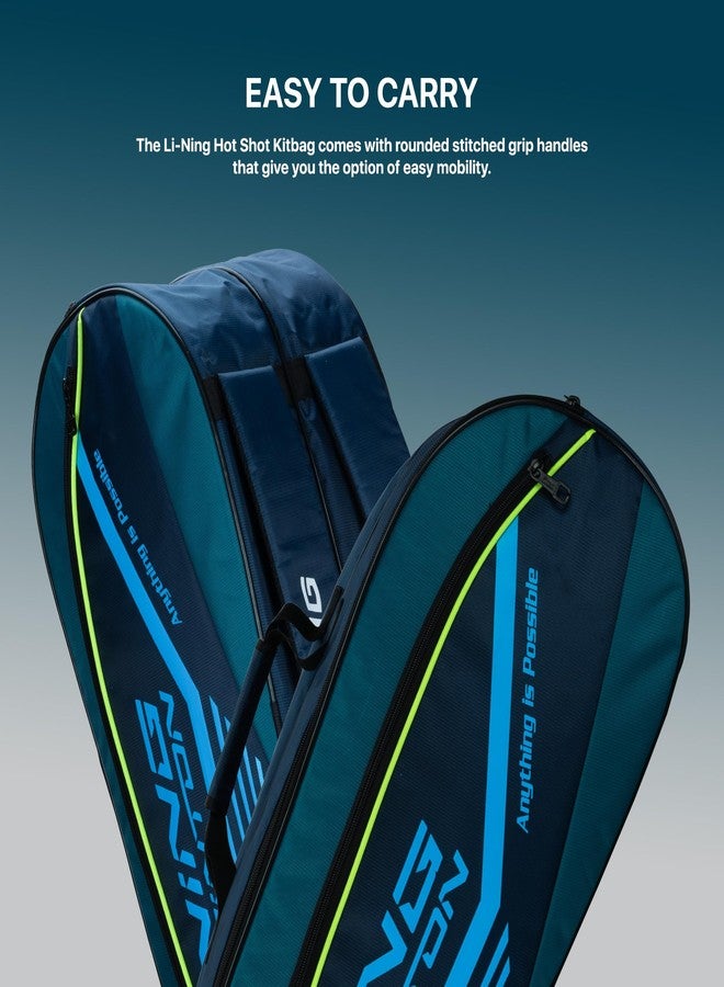 Li-Ning Hot Shot Triple Zipper Polyester Badminton Kit Bag (Teal/Deep Sea) | Easy - Access Compartments | Spacious | Unisex - Men, Boys, Girls, Women - Image 4