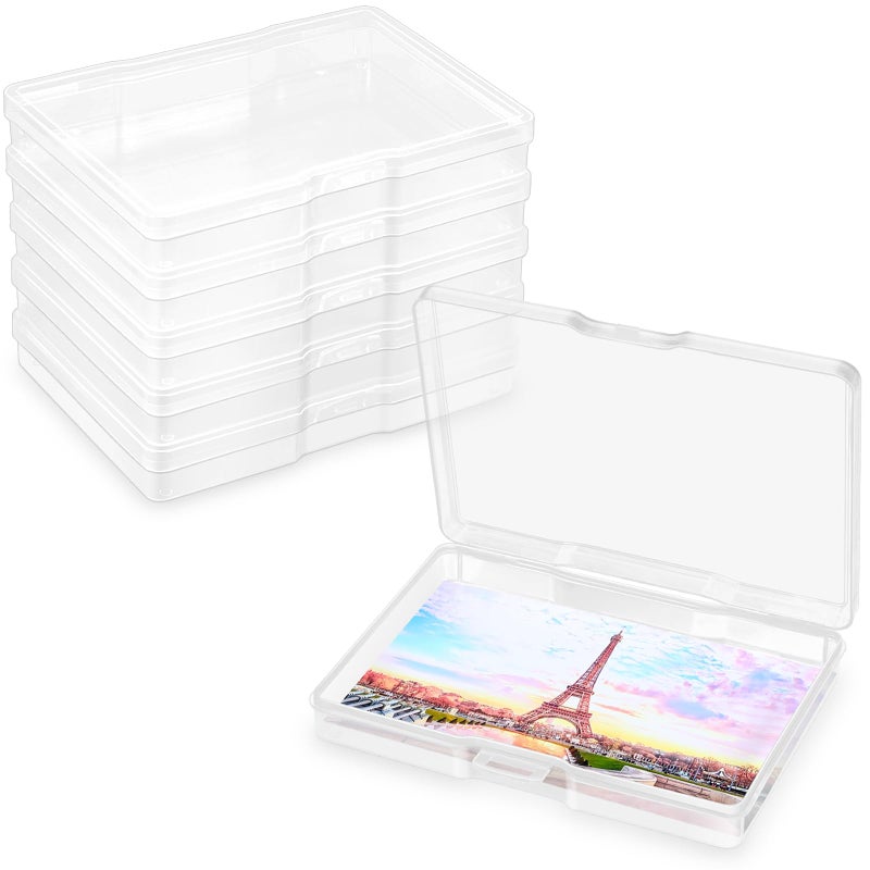 FAAYUCK 5 x 7 Inches Photo Storage Box, 6 Pack Clear Large Photo Organizer Cases Photo Keeper Acid-Free Picture Storage Containers, Craft Storage Box for Photos, Crafts, Stamps etc - Image 1