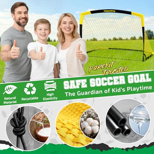 Happy Jump 7x5 FT & 5x3.6 FT Portable Soccer Goal for Youth Players Ages 6–14, Large-Frame Design Built for Long-Term Development, Easy Setup for Backyard, Park or School Training - Image 4