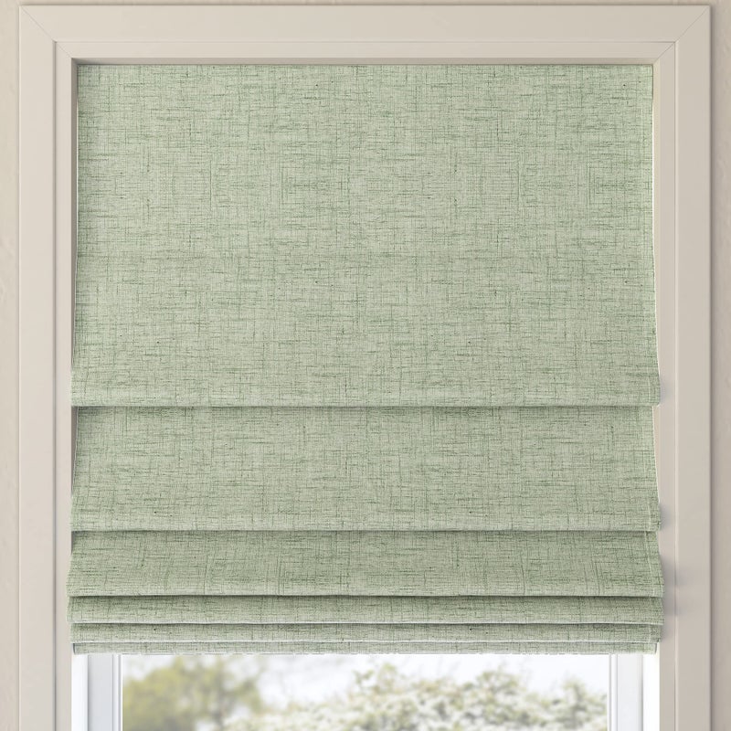 Sun Zero Seraphina Textured Total Blackout Cordless Roman Shade 27 x 64 Sage Green
