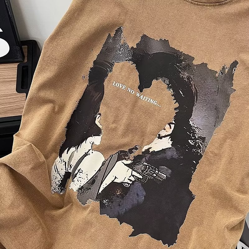 Digital Fashion Standard T-Shirt Youth Popular City Style Text Letter Half Sleeve Round Neck Summer Men - Image 4