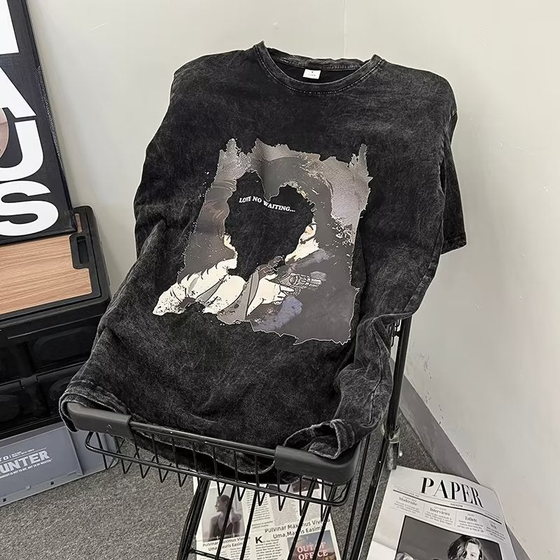 Digital Fashion Standard T-Shirt Youth Popular City Style Text Letter Half Sleeve Round Neck Summer Men - Image 2