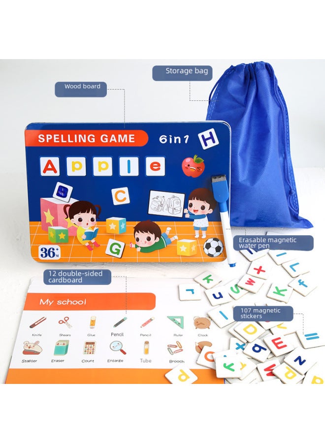 يتعلم الأطفال الحروف الإنجليزية وتهجئة الكلمات وألعاب تدريب اللغة الإنجليزية ورياض الأطفال والتعليم المبكر ألعاب تعليمية - اللون: صندوق حديد كبير لعبة تهجئة الحروف الإنجليزية والكلمات - Image 5