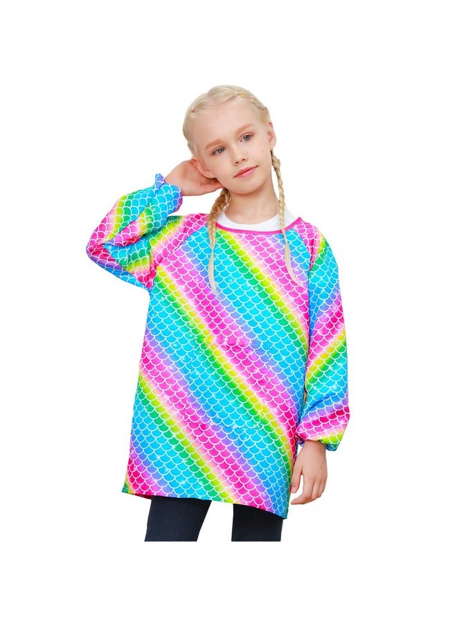 Sylfairy - Kids Art Smocks For Painting Waterproof Artist Rainbow Unicorn Aprons For Children Long Sleeve Toddler Apron Smock With Pocket 312 Years (Rainbow Mermaid Medium37 Years) - Image 1