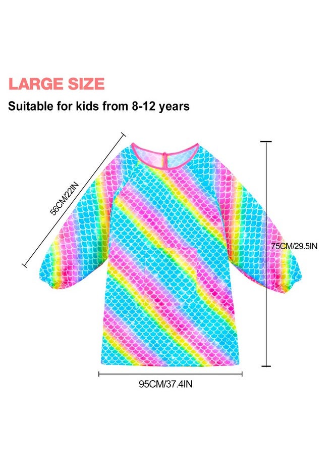 Sylfairy - Kids Art Smocks For Painting Waterproof Artist Rainbow Unicorn Aprons For Children Long Sleeve Toddler Apron Smock With Pocket 312 Years (Rainbow Mermaid Medium37 Years) - Image 1