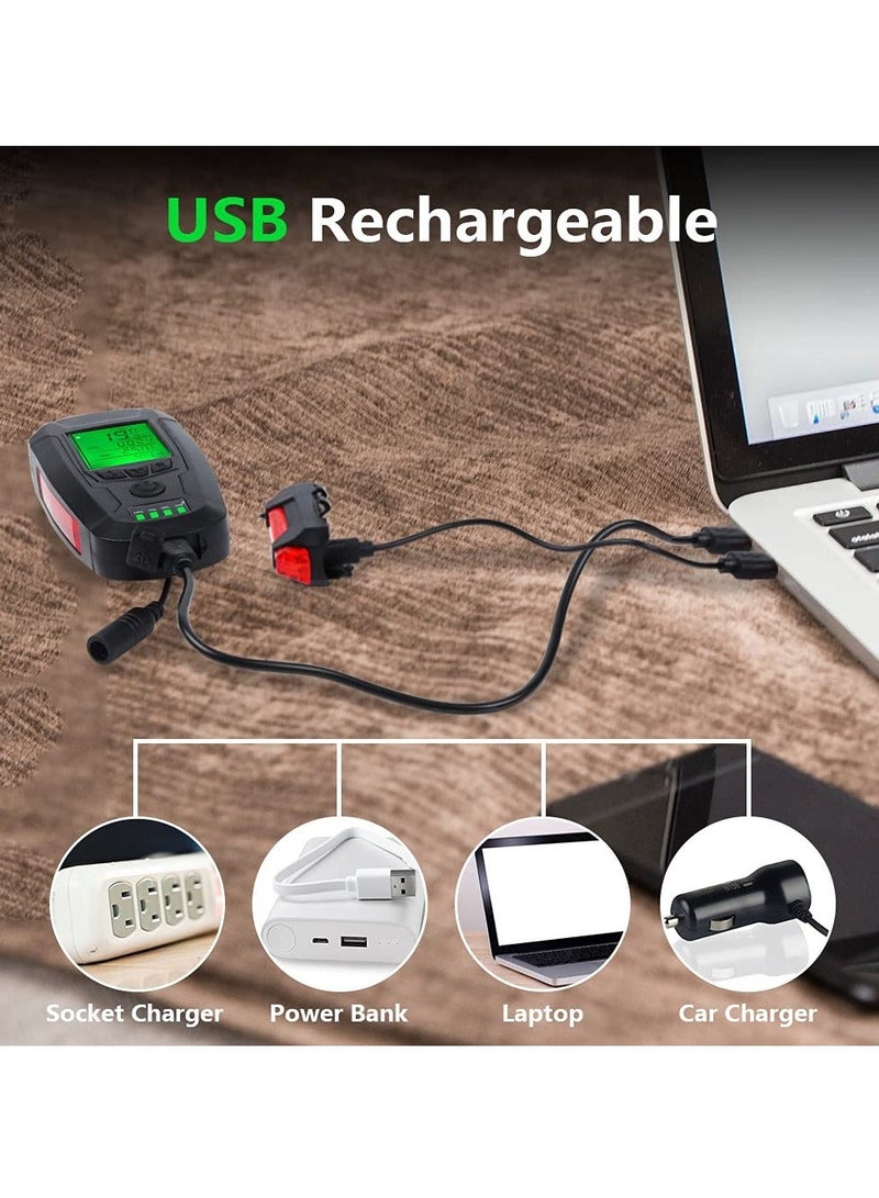 Y&D Bike Speedometer with Horn and Light Set USB Rechargeable for Waterproof Odometer Cycling Front Tail All Mountain Road - Image 5