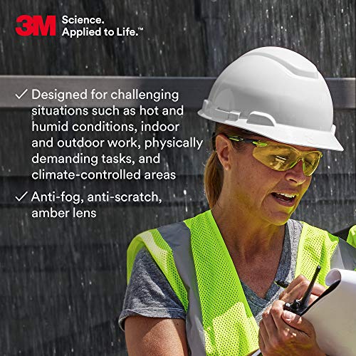 3M Safety Glasses, Solus 1000 Series, ANSI Z87, Scotchgard Anti-Fog, Amber Lens, Green/Black Frame - Image 5
