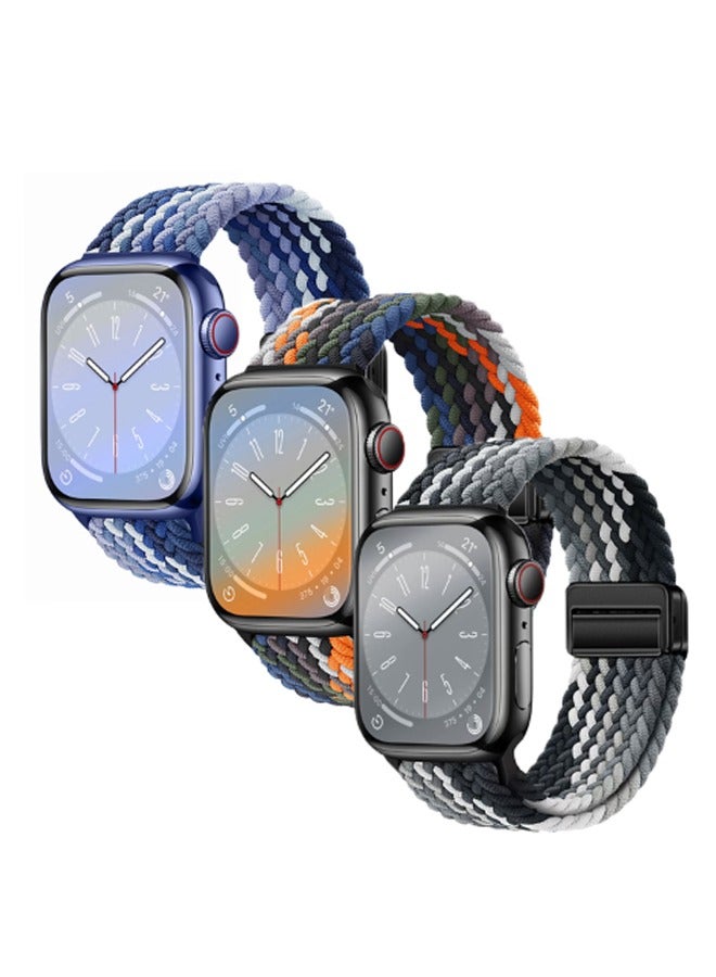 بولوز 3 حزم من أحزمة Sport Loop المضفرة المتوافقة مع أحزمة Apple Watch مقاس 42/44/45/49 مم للرجال والنساء، حزام Solo Loop مطاطي من النايلون لـ iWatch Series 10 - Image 1