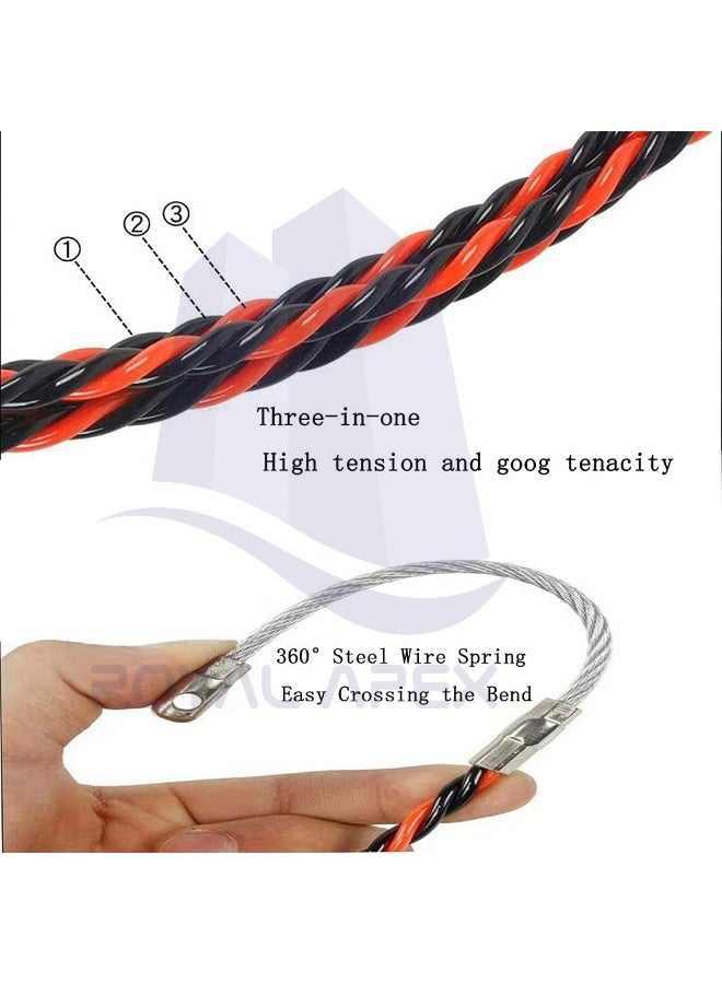 Royal Apex Cable Hand Puller Fiberglass Electric Cable Power Tool Tape Guide Device Push Line Pipe Snake Mark Nylon Fish Tape 3 Wires Twisted With Guide Spring Dia 6Mm 30 Meter - Image 5
