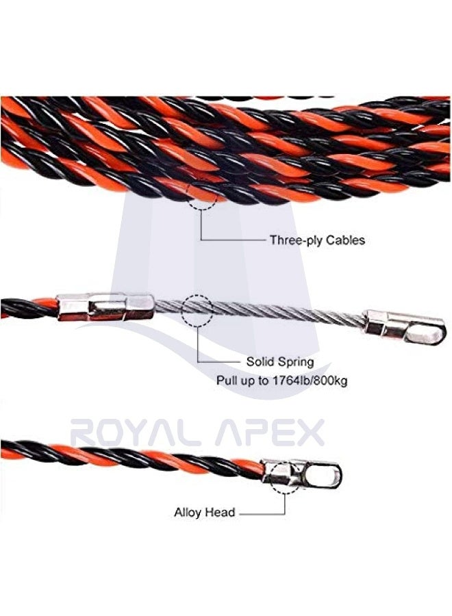 Royal Apex Cable Hand Puller Fiberglass Electric Cable Power Tool Tape Guide Device Push Line Pipe Snake Mark Nylon Fish Tape 3 Wires Twisted With Guide Spring Dia 6Mm 30 Meter - Image 4