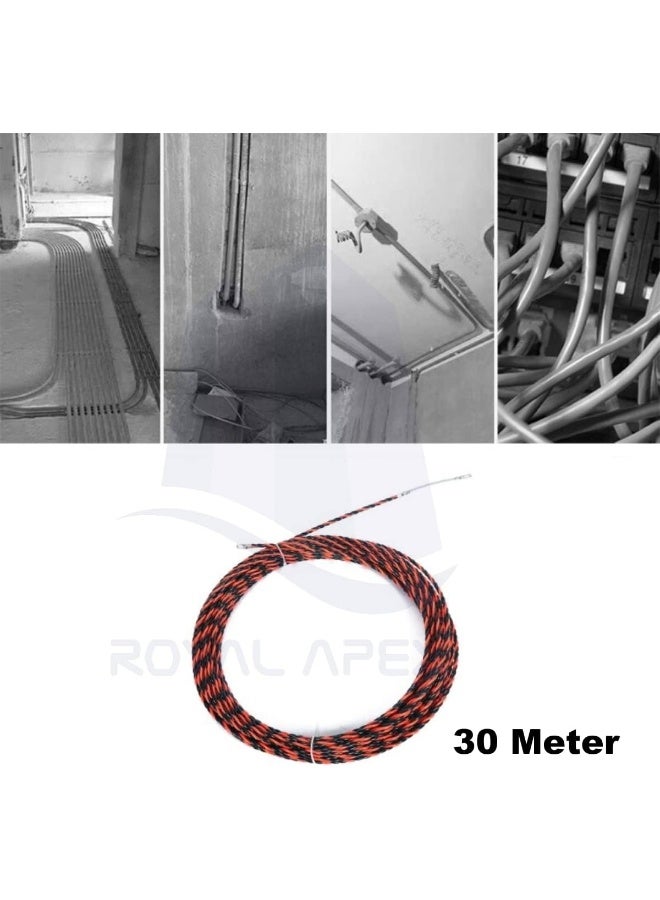 Royal Apex Cable Hand Puller Fiberglass Electric Cable Power Tool Tape Guide Device Push Line Pipe Snake Mark Nylon Fish Tape 3 Wires Twisted With Guide Spring Dia 6Mm 30 Meter - Image 2
