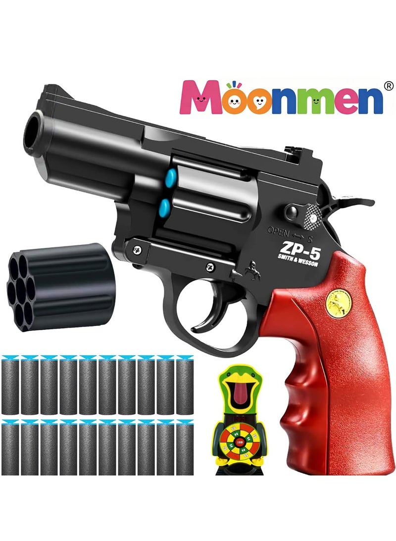 Moonmen Soft Bullet Toy Gun Revolver, Toy Foam Blaster Dart Toys with Darts, Education Model Toy Gun Shooting Game for Kids - Image 1