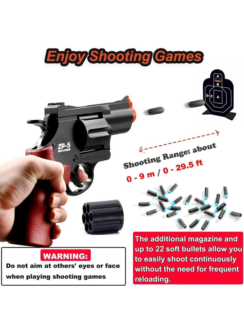 Moonmen Soft Bullet Toy Gun Revolver, Toy Foam Blaster Dart Toys with Darts, Education Model Toy Gun Shooting Game for Kids - Image 4