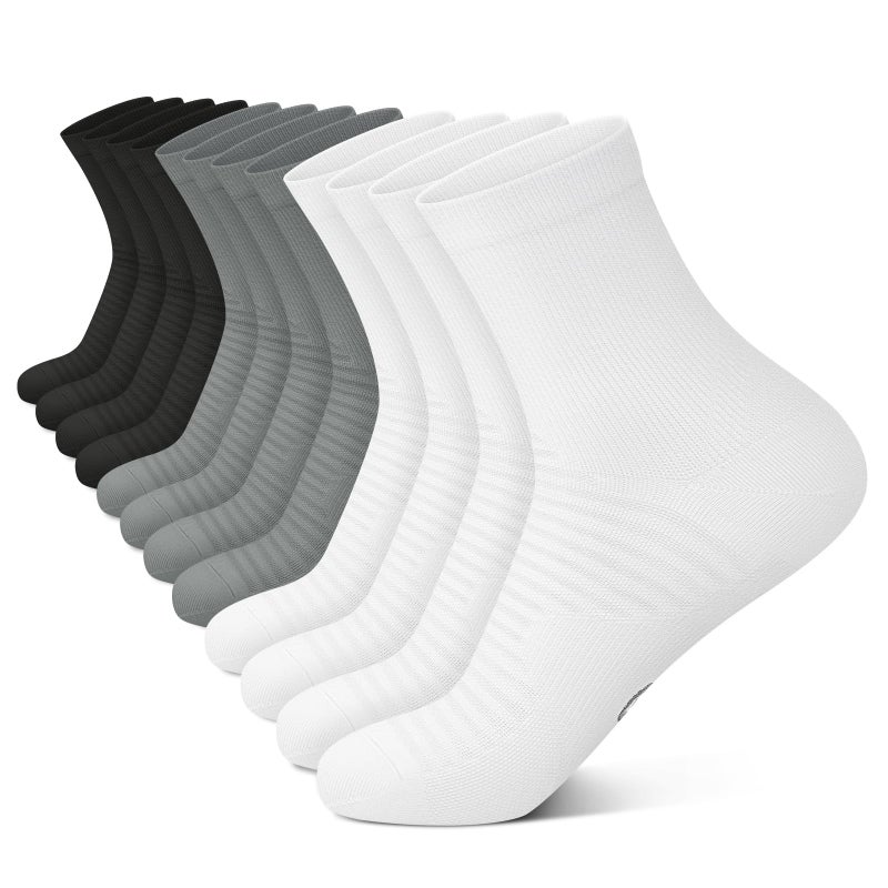 PAPLUS Compression Running Ankle Socks for Men and Women (6 Pairs), Quarter Athletic Socks for Running, Cycling, Golf, Work - Image 1