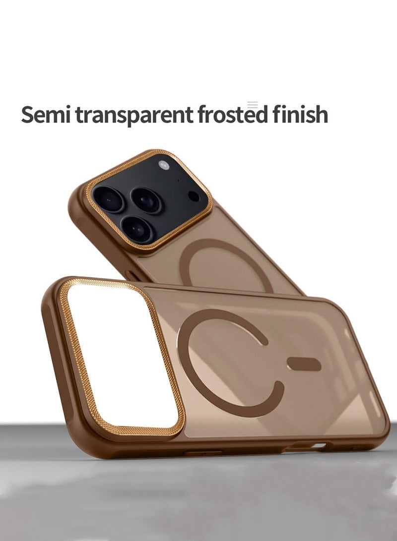 ELTRAZONE iPhone 17 Pro Max 5G 2025 Hard Silicone Hybrid Translucent Case | Slim Stylish Magnetic MagSafe Compatible Shockproof Protective Cover with Drop Protection & Scratch Resistance (MCMPMN) - Brown - Image 4