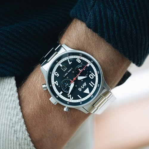 AVI-8 Hawker Hurricane Carey Men's Dual Time Pilot Watch – Japanese Quartz Movement, 43.5mm Stainless Steel Case, Stainless Steel Bracelet, AV-4088-11 - Rangoon - Image 3