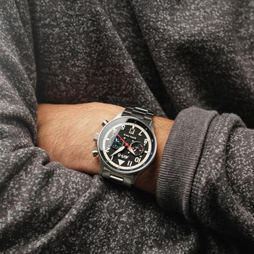 AVI-8 Hawker Hurricane Carey Men's Dual Time Pilot Watch – Japanese Quartz Movement, 43.5mm Stainless Steel Case, Stainless Steel Bracelet, AV-4088-11 - Rangoon - Image 4