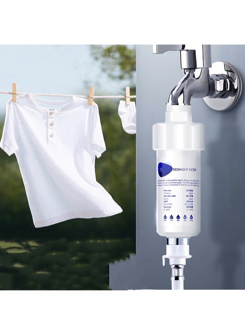 BIRUITE Washing Machine Water Filter，Household Washing Machine Filter PP Cotton Filter，Filter Pre-Filter (Filter + 2 Pieces Of Dechlorination Filter + Washing Machine Interface) - Image 2