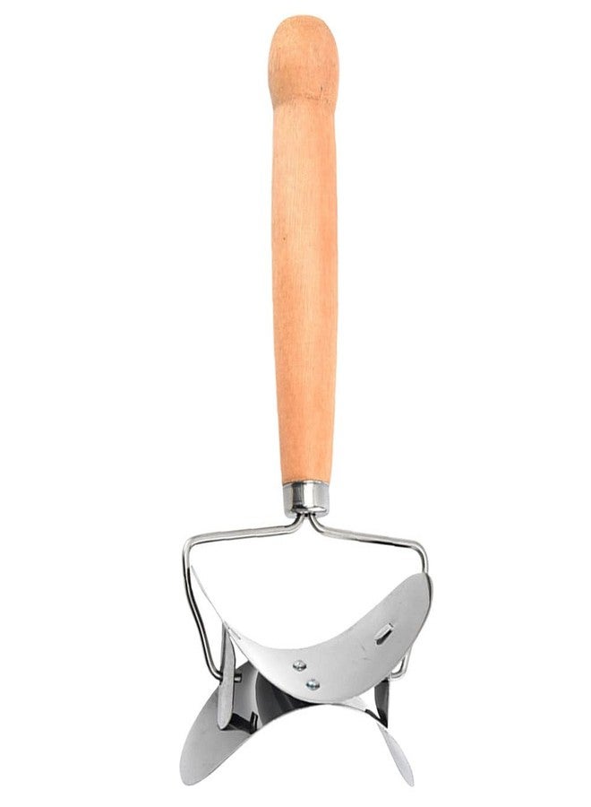 أموسفون قطاعة عجين الزلابية من الفولاذ المقاوم للصدأ من أموسفن بمقبض خشبي، مثالية لفرد العجين وتحضير الزلابية والوانتون والرافيولي وعجين الفطائر في المنزل، أداة مطبخ غير لاصقة - Image 1