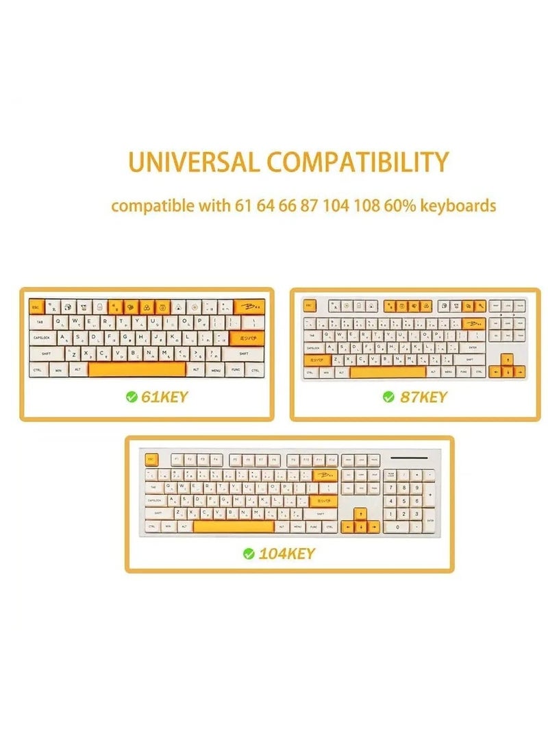 PBT Keycaps 140 Keys XDA Profile Keycaps Dye-Sub Japanese Honey Milk Keycap, ANSI Layout Keycap Suitable for Mechanical Gaming Keyboard Gateron Kailh Cherry MX Switches (Keycaps only) - Image 2