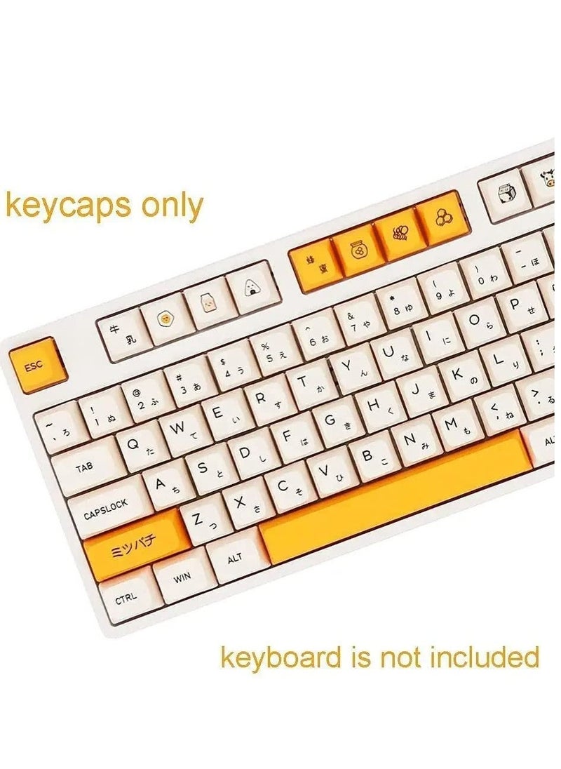 PBT Keycaps 140 Keys XDA Profile Keycaps Dye-Sub Japanese Honey Milk Keycap, ANSI Layout Keycap Suitable for Mechanical Gaming Keyboard Gateron Kailh Cherry MX Switches (Keycaps only) - Image 4
