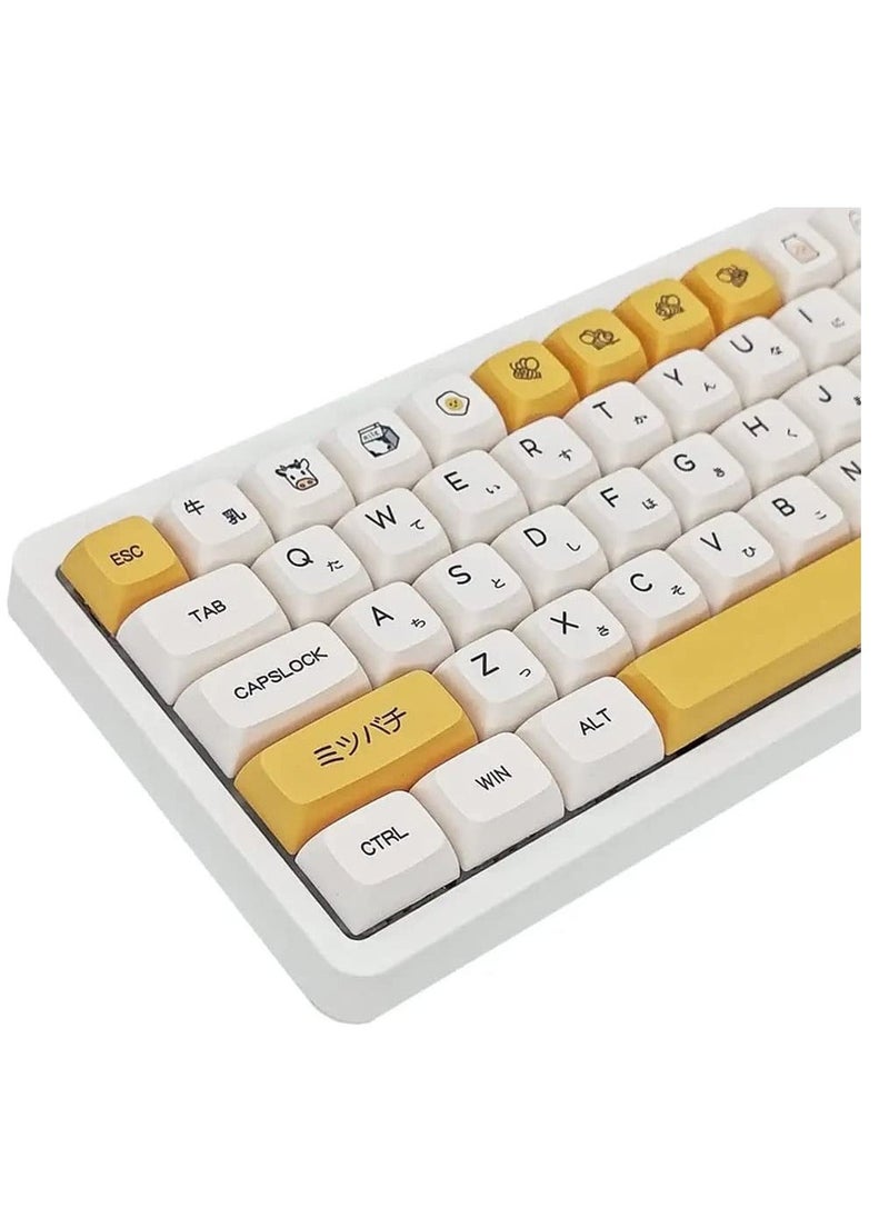 PBT Keycaps 140 Keys XDA Profile Keycaps Dye-Sub Japanese Honey Milk Keycap, ANSI Layout Keycap Suitable for Mechanical Gaming Keyboard Gateron Kailh Cherry MX Switches (Keycaps only) - Image 1
