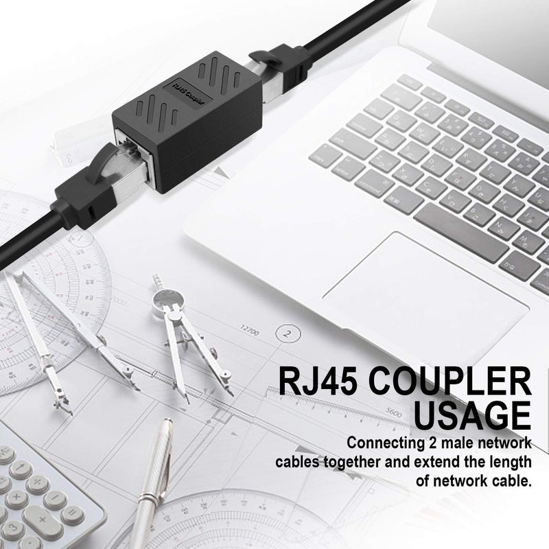 FENTICO RJ45 Coupler Female to Female Ethernet Coupler Jointer in-Line Coupler for Cat7 Cat6 Cat5 Cat5e Ethernet Cable Extender Adapter (Black) - 2 Pcs - Image 4