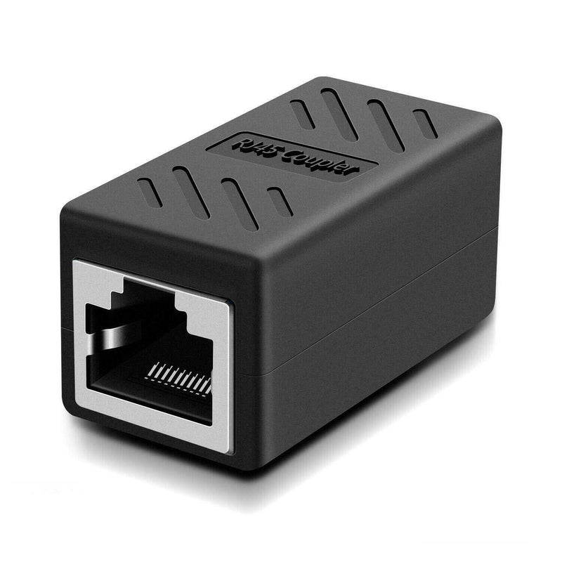 FENTICO RJ45 Coupler Female to Female Ethernet Coupler Jointer in-Line Coupler for Cat7 Cat6 Cat5 Cat5e Ethernet Cable Extender Adapter (Black) - 2 Pcs - Image 1