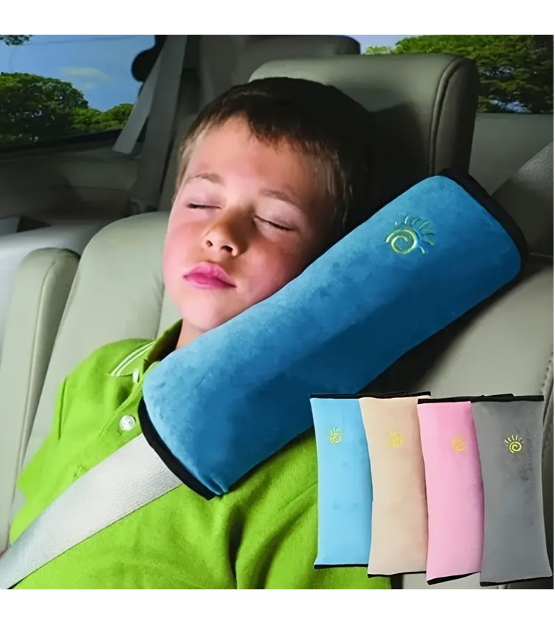 Blue Plush Car Seat Belt Shoulder Pad With Soft Breathable Protection - Image 1