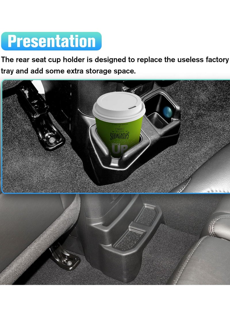 Rear Cup Holder for Jeep Wrangler JL & Gladiator JT (2018-2022) - Dual Water Bottle and Beverage Holder for Rear Seat Convenience - Image 2