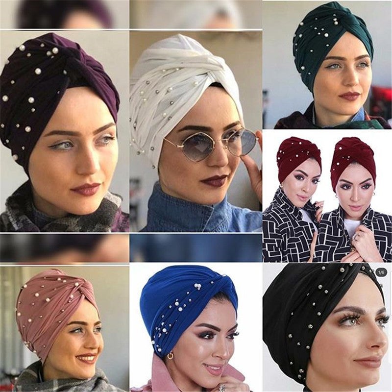 Minimalist Turban Hat Solid Color Head Wrap Polyester - Image 4