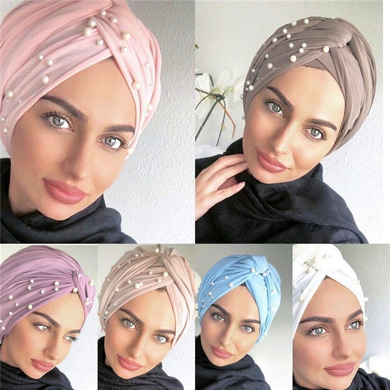Minimalist Turban Hat Solid Color Head Wrap Polyester - Image 2