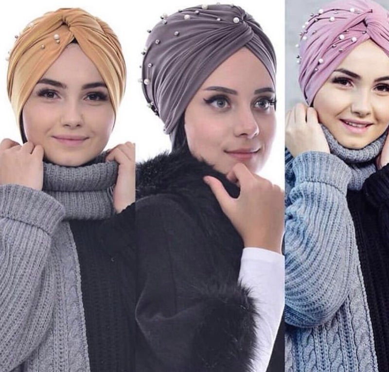 Minimalist Turban Hat Solid Color Head Wrap Polyester - Image 3