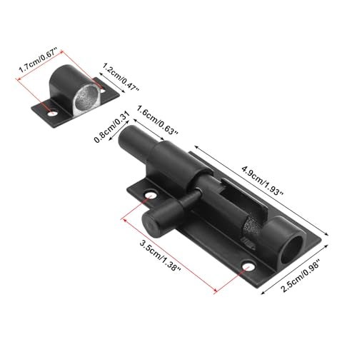 Bivethoi 2 PCS 2 Inch Barrel Bolt Latch Black Door Latch Hardware, Small Slide Latch Lock Mini Gate Garage Door Latch - Image 2