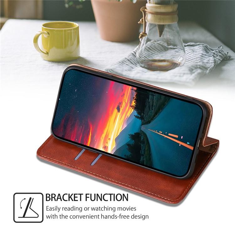 BURAQ Case Cover For OPPO A5 Pro 5G Global Gloss Oil Solid Color Magnetic Leather Phone Case(Brown) - Image 4