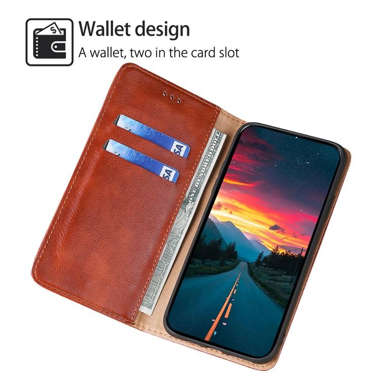 BURAQ Case Cover For OPPO A5 Pro 5G Global Gloss Oil Solid Color Magnetic Leather Phone Case(Brown) - Image 3