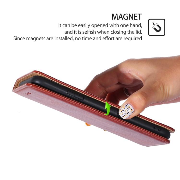 BURAQ Case Cover For OPPO A5 Pro 5G Global Gloss Oil Solid Color Magnetic Leather Phone Case(Brown) - Image 5