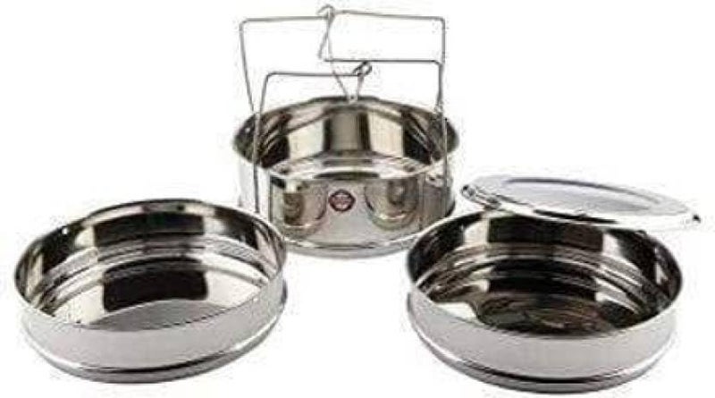 filfora Pressure Cooker Set 5 Litres Outer Lid 3 Containers with Steel Steamer Lifter