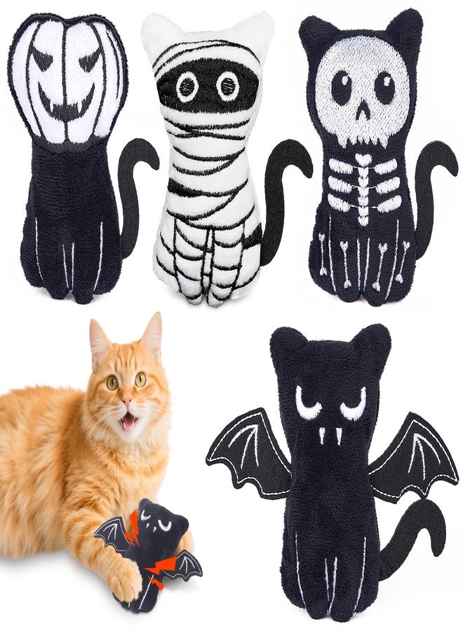 ريترو شاو مجموعة ألعاب قطط ريترو شو مكونة من 4 قطع لعيد الميلاد، ألعاب قطط منزلية تصدر صوت طقطقة مع النعناع البري، لعبة آمنة لتنظيف أسنان القطط الصغيرة، لعبة تفاعلية لركل النعناع البري، 3.7 بوصة - Image 1