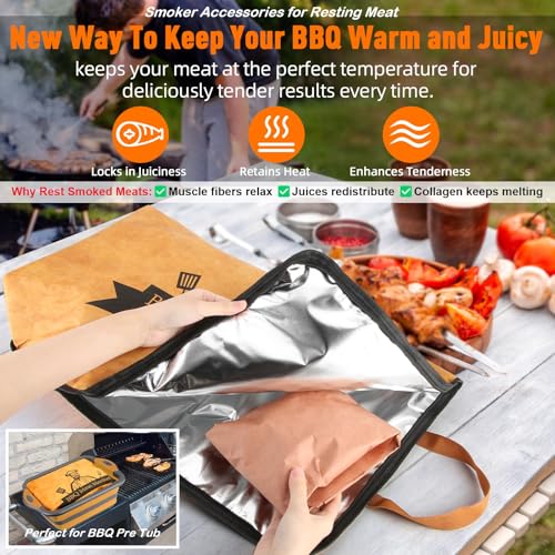 Bolycen 21in BBQ Blanket for Resting Meat-Smoking Meat Insulated Bag for Brisket/Beef/Pork Shoulder/Turkey-White Elephant Christmas Stocking Stuffers Birthday Anniversary Smoker Accessories Gift for Men - Image 2