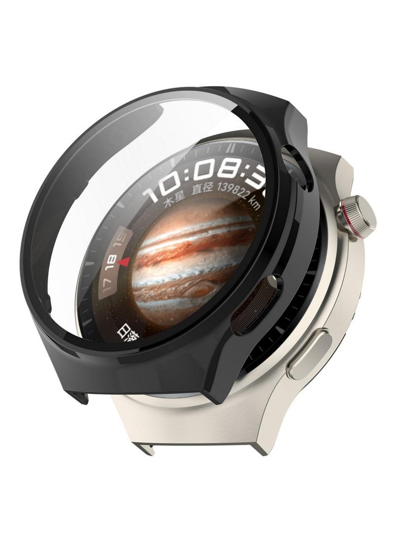 1 قطعة حماية شاشة هاتف هواوي ووتش 4 برو، غطاء زجاج مقوى مع إطار حماية من البولي كربونات كامل التغطية وواقي شاشة شفاف عالي الوضوح لساعة هواوي الذكية ووتش 4 برو - أسود - Image 1