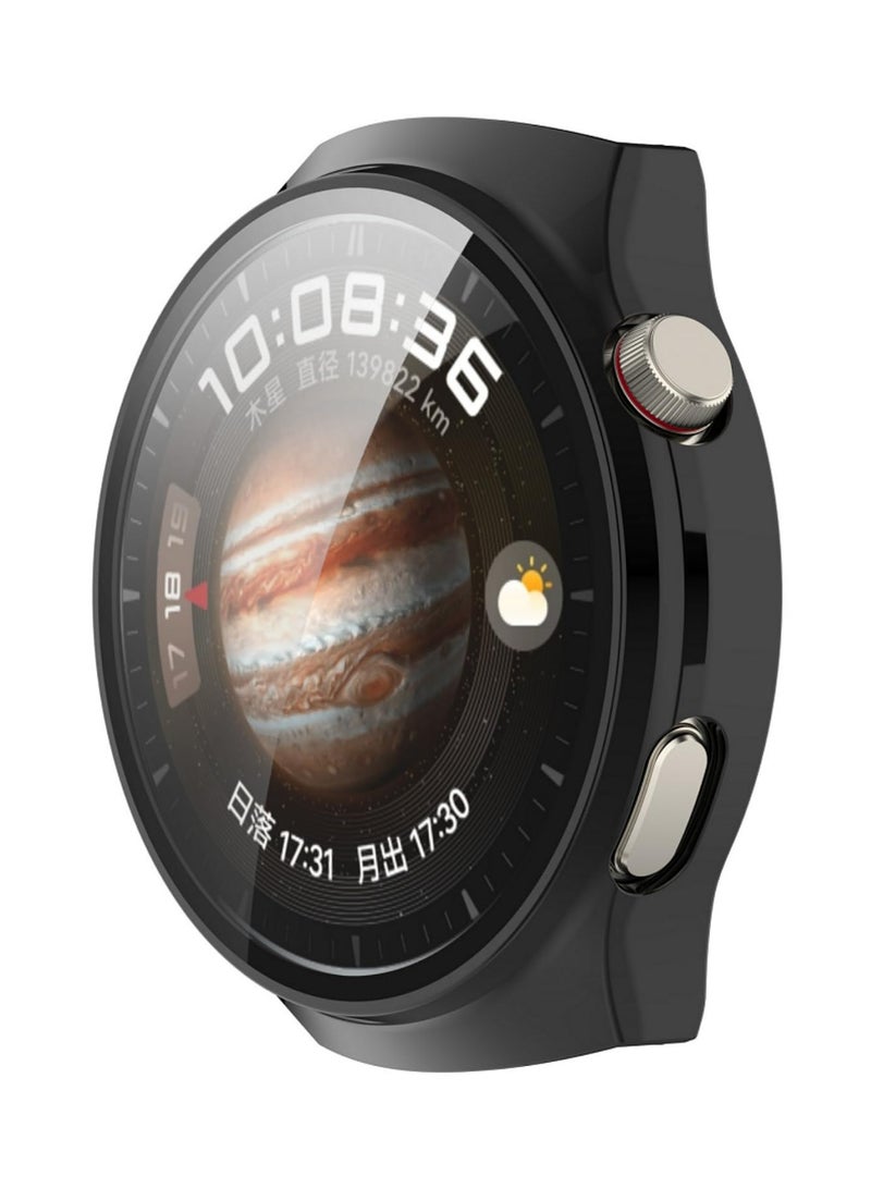 1 قطعة حماية شاشة هاتف هواوي ووتش 4 برو، غطاء زجاج مقوى مع إطار حماية من البولي كربونات كامل التغطية وواقي شاشة شفاف عالي الوضوح لساعة هواوي الذكية ووتش 4 برو - أسود - Image 4