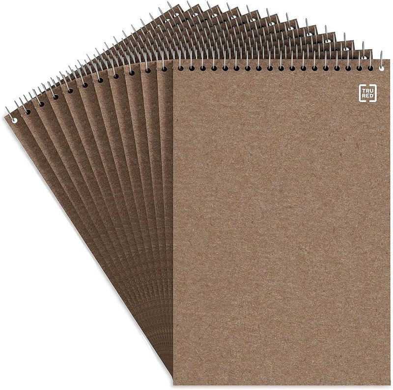 Staples TRU RED Steno Notepads, 6 x 9 Inch, Gregg Ruled, Top Wire-Bound Notebooks, Cardstock Cover, 80-Sheets, 12-Pack, White Paper - Image 1