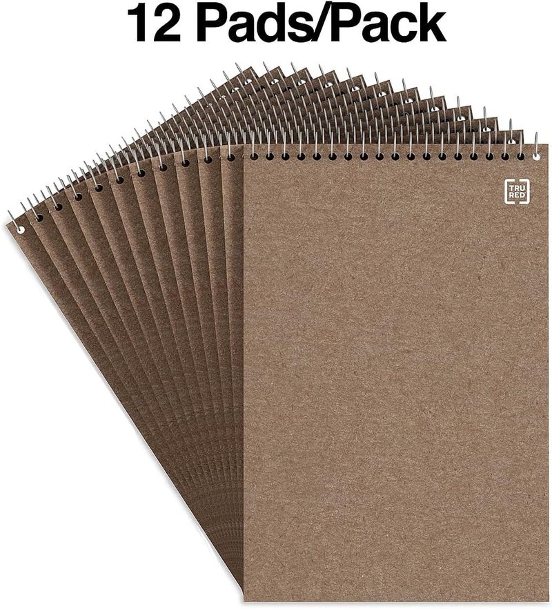 Staples TRU RED Steno Notepads, 6 x 9 Inch, Gregg Ruled, Top Wire-Bound Notebooks, Cardstock Cover, 80-Sheets, 12-Pack, White Paper - Image 2