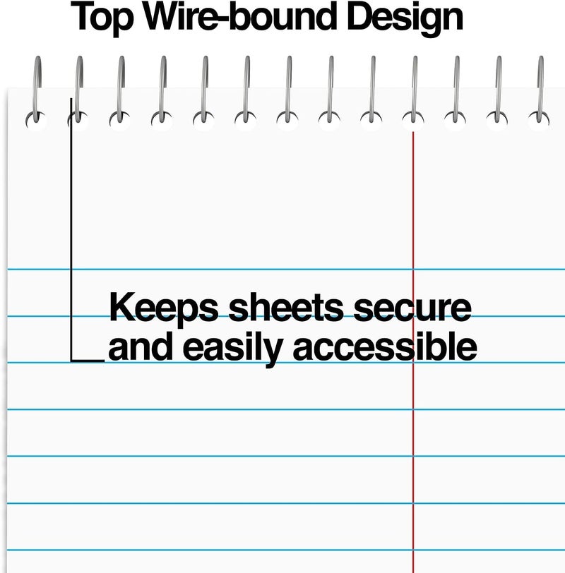 Staples TRU RED Steno Notepads, 6 x 9 Inch, Gregg Ruled, Top Wire-Bound Notebooks, Cardstock Cover, 80-Sheets, 12-Pack, White Paper - Image 5