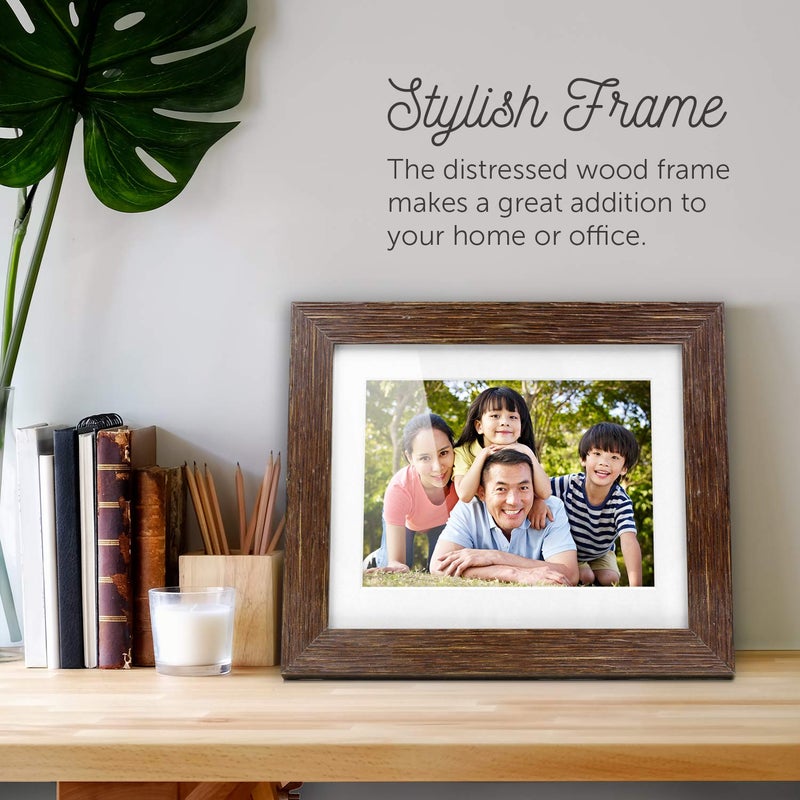 Aluratek 8â€ Distressed Wood Digital Photo Frame, Auto Slideshow, USB/SD/SDHC Supported, Built-in Clock & Calendar, Easy Setup, Wood Border - Image 4
