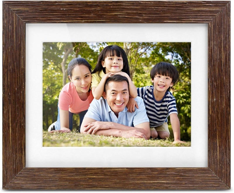 Aluratek 8â€ Distressed Wood Digital Photo Frame, Auto Slideshow, USB/SD/SDHC Supported, Built-in Clock & Calendar, Easy Setup, Wood Border - Image 1